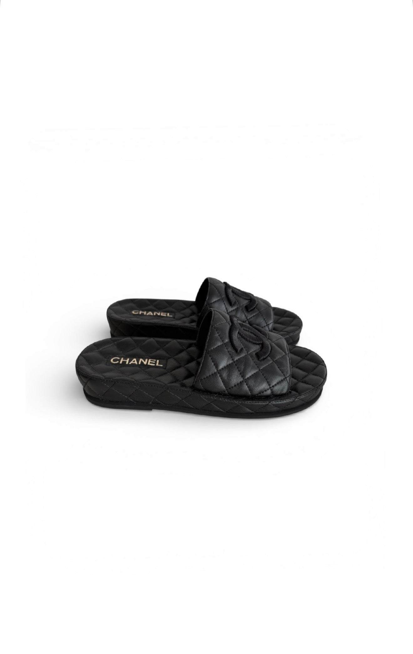 Chanel Quilted Slides Excellent Condition Size 40