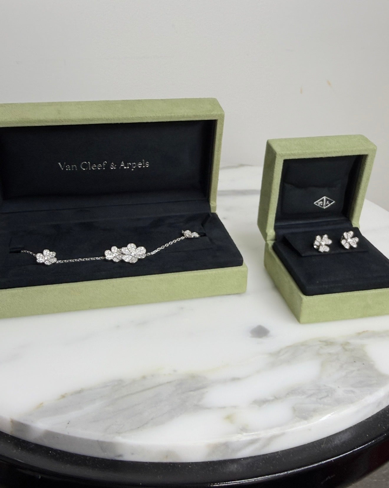 Van Cleef & Arpels White Gold 18k Diamond Frivole Mini Model Earrings
