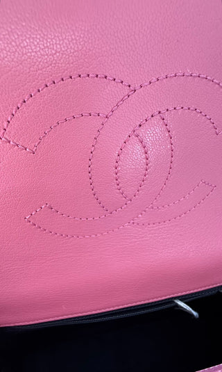 Chanel Pink Lambskin Double Carry Waist Chain Flap Bag Excellent Condition