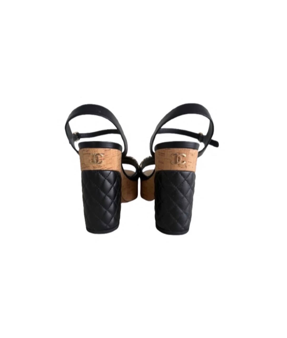 Chanel Black Leather Quilted Heels