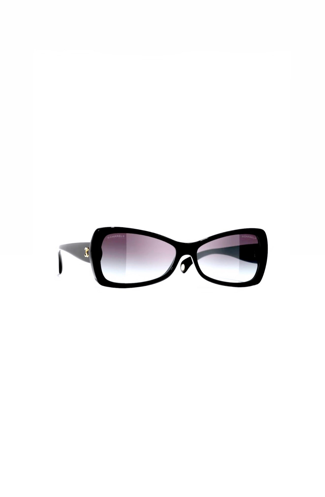 Chanel Black Butterfly Acetate Sunglasses Excellent Condition