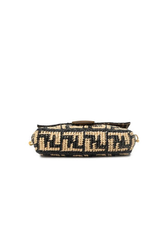 FENDI Raffia Zucca Baguette Satchel Like New Condition