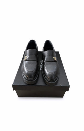 Black Quilted Calfskin Mocassin Loafers BRAND NEW