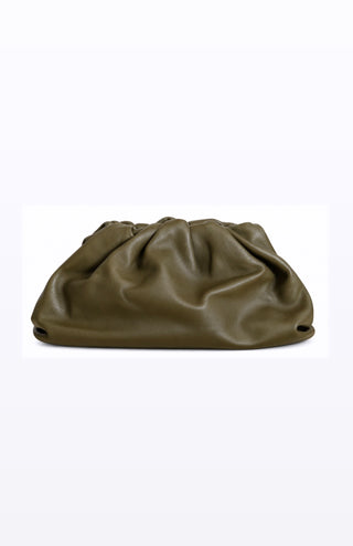 Bottega Khaki Large Pouch Clutch Bag
