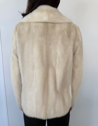 Saint Laurent White Mink Cropped Jacket