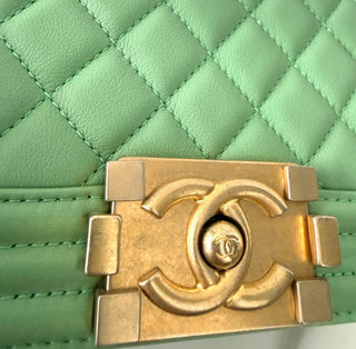 Green Quilted Calfskin Small Boy Bag