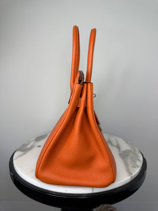 Orange Birkin 30 Palladium Hardware Excellent Condition