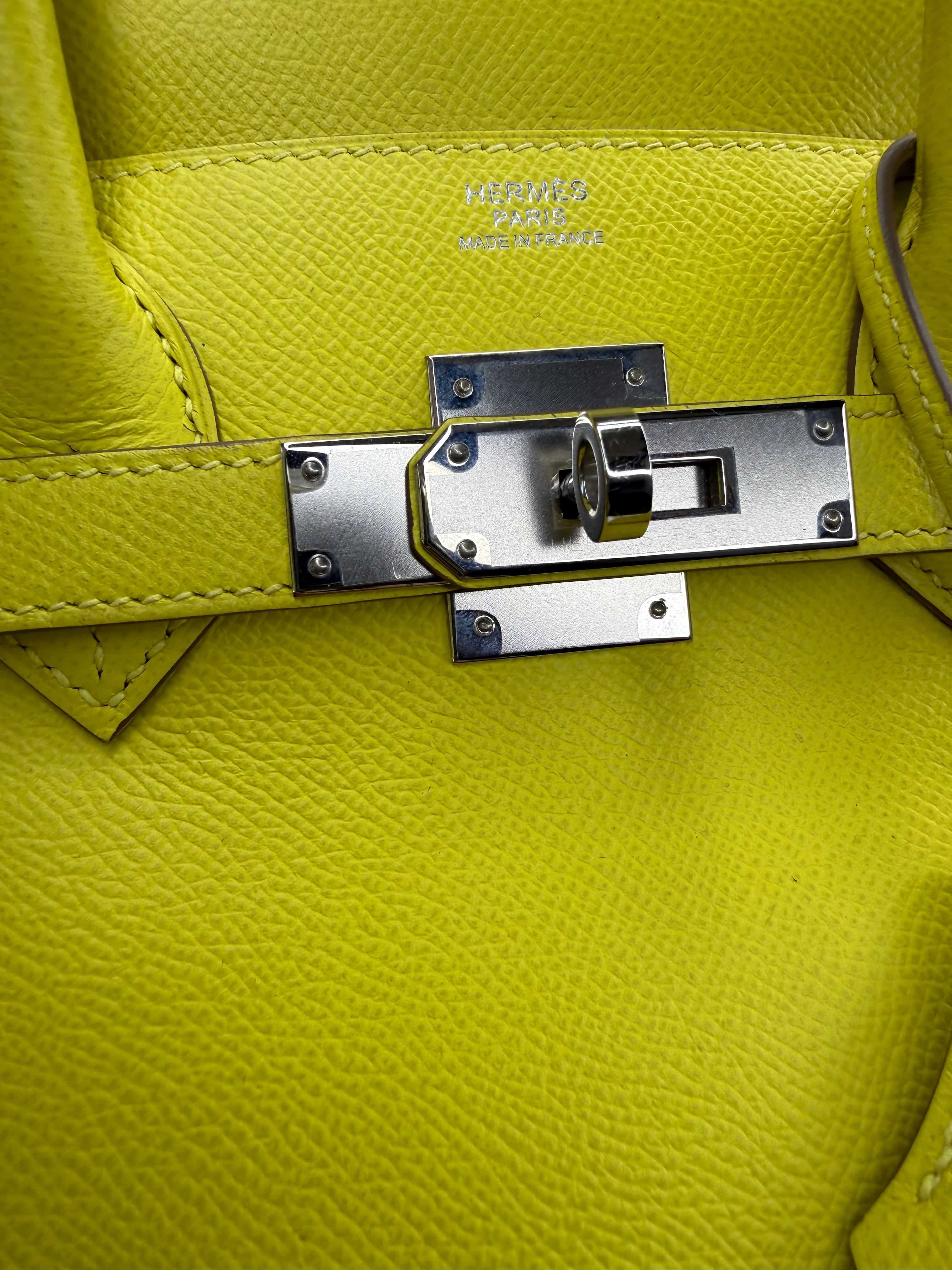 Hermes Lime Birkin 30 Epsom Leather