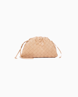 Beige Mini Intrecciato Leather Clutch Pouch