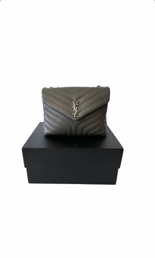 Dark Grey Chevron Quilted Leather LouLou Bag