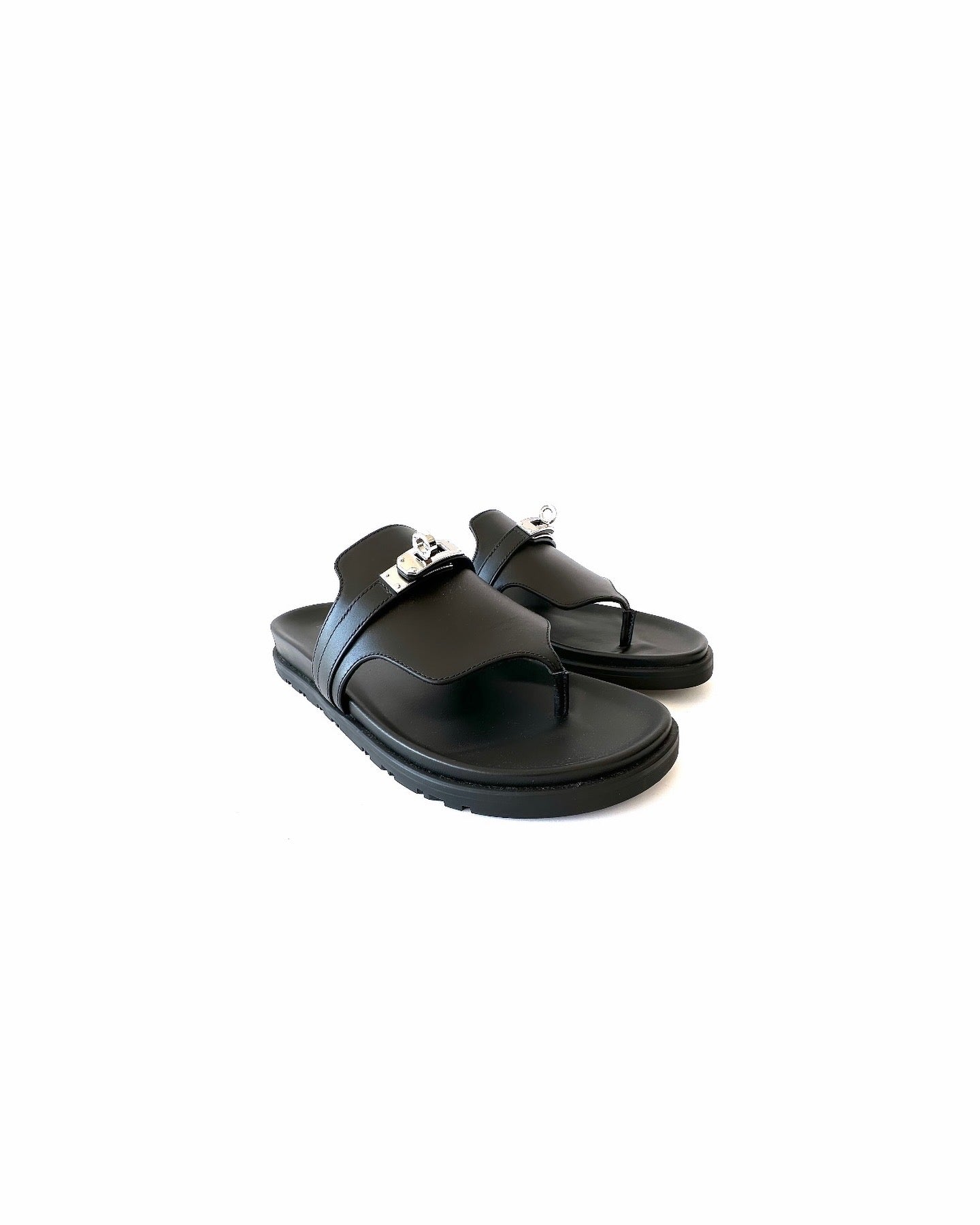 Black Leather Empire Sandals