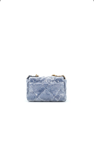 Light Blue Sequin Quilted Chanel 19 Flap Bag