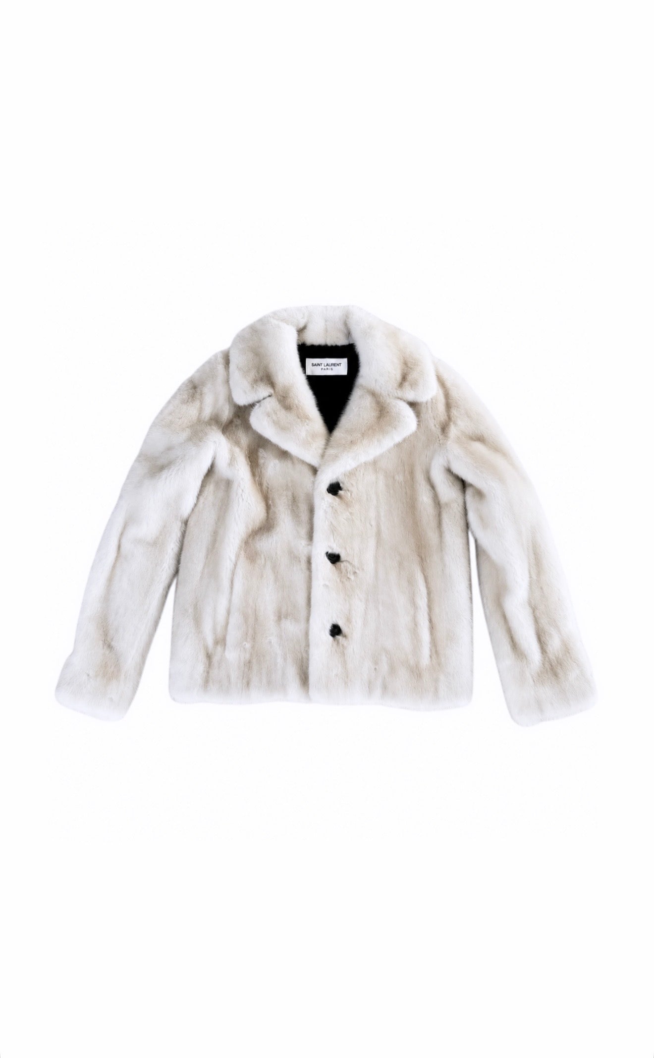 Saint Laurent White Mink Cropped Jacket