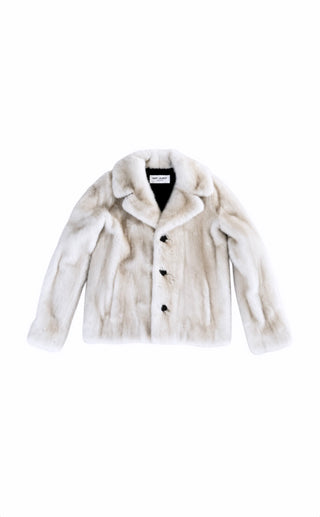 Saint Laurent White Mink Cropped Jacket