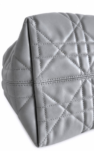 Stone Gray Macrocannage Calfskin Medium Vertical Tote Excellent Condition