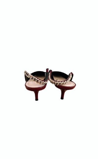 Dark Red Patent Leather Embellished Signoria Slingback Pumps