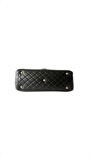 XXL Black Quilted Calfskin Travel Flap Bag