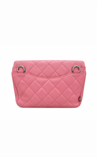 Chanel Pink Lambskin Double Carry Waist Chain Flap Bag Excellent Condition