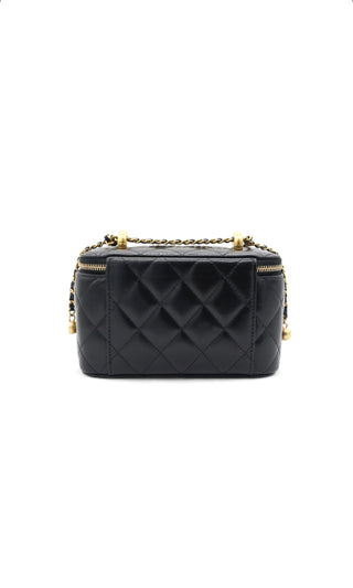 Black Quilted Lambskin Leather Small Vanity Case