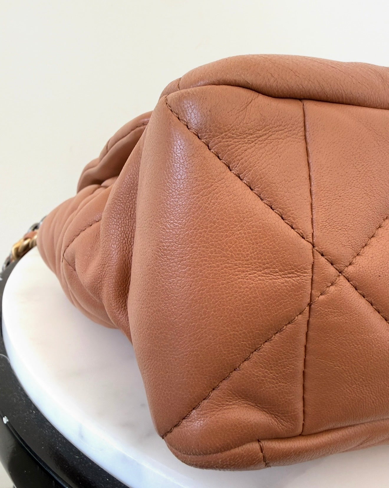 Caramel Medium Chanel 19 Flap Bag w Mixed Hardware   Like New Condition