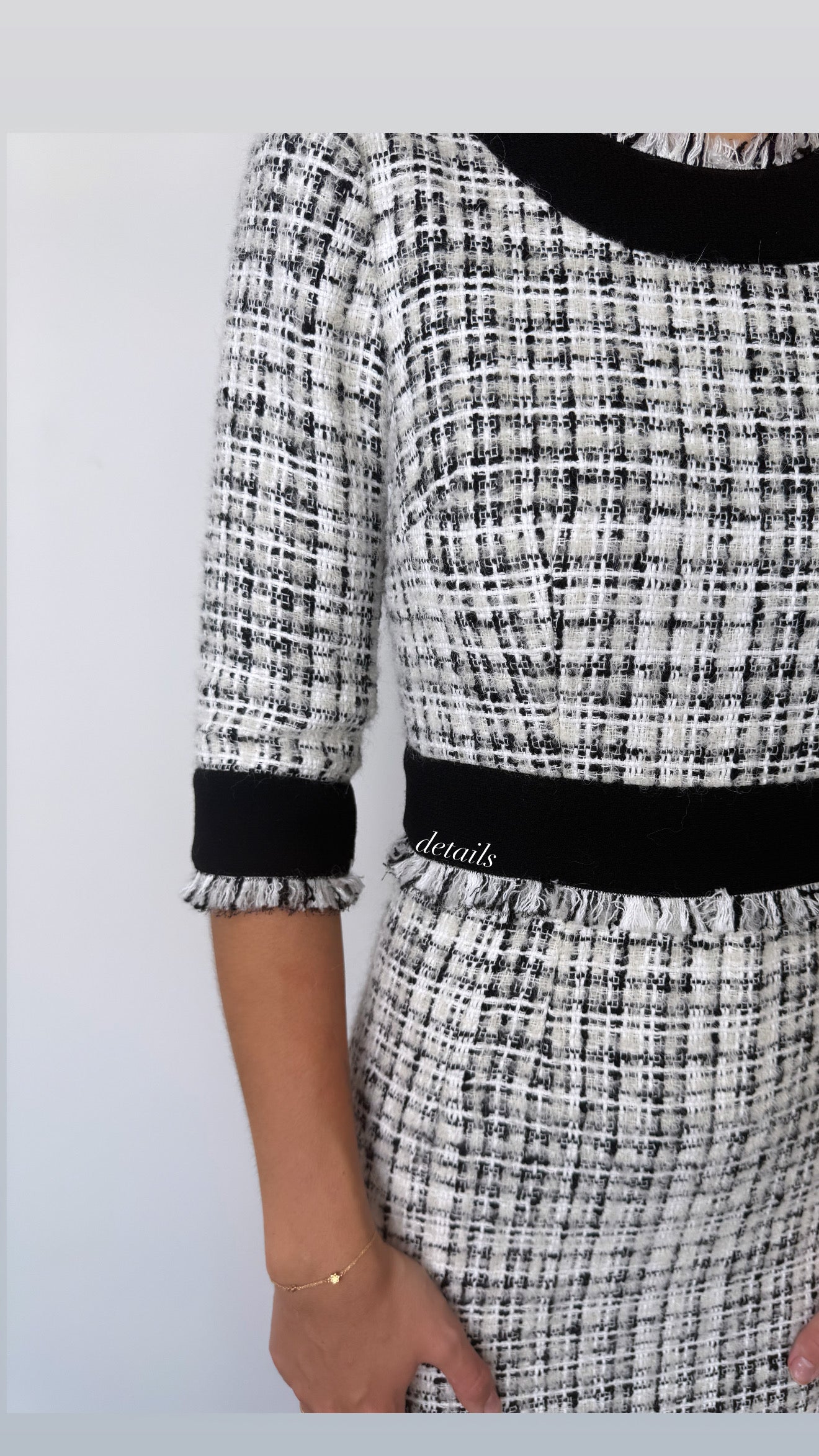 Chanel Black & White Tweed Midi Dress