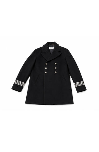 Saint Laurent Black Wool Double Breasted Sailor Coat