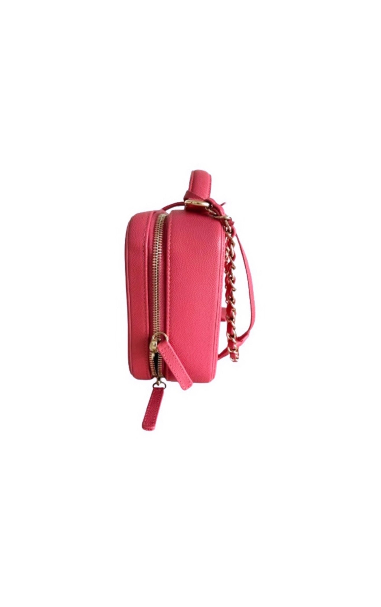 Chanel Pink Quilted Medium Filigree Vanity Case Excellent Condition