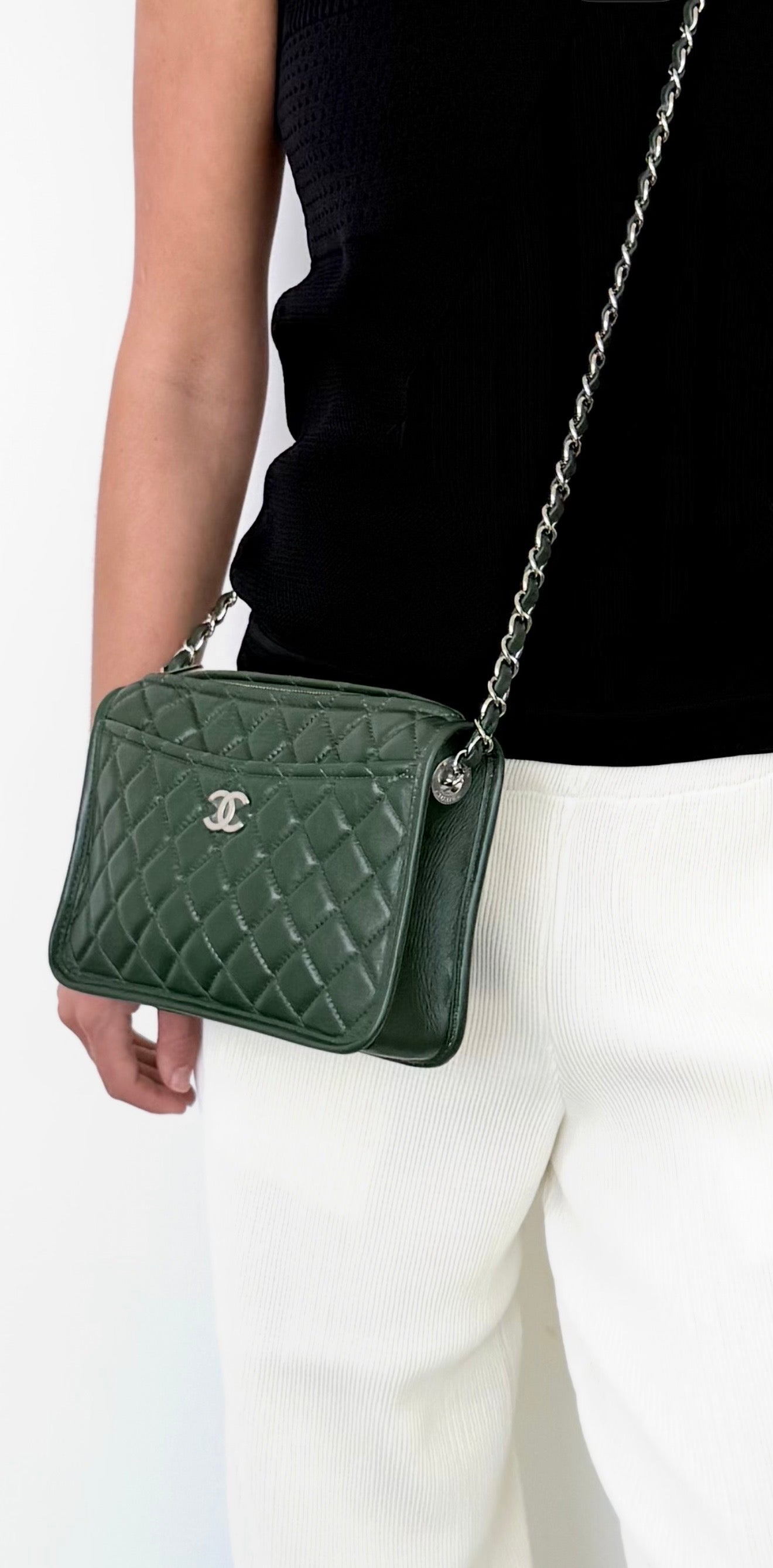 Chanel Green Working Vibe Camera Bag in Like New Condition