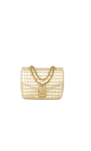 Metallic Gold  Small Quilted Calfskin Leather Bag