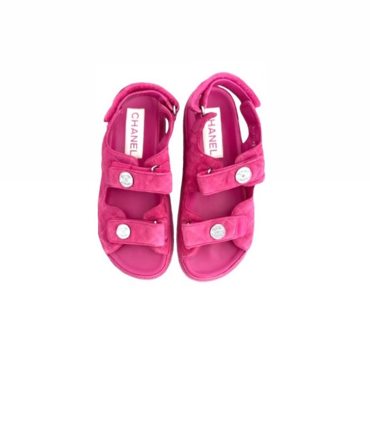 Chanel  Suede Calfskin Velcro Dad Sandal Size 39