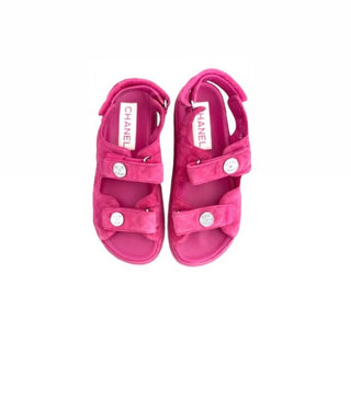 Chanel  Suede Calfskin Velcro Dad Sandal Size 39