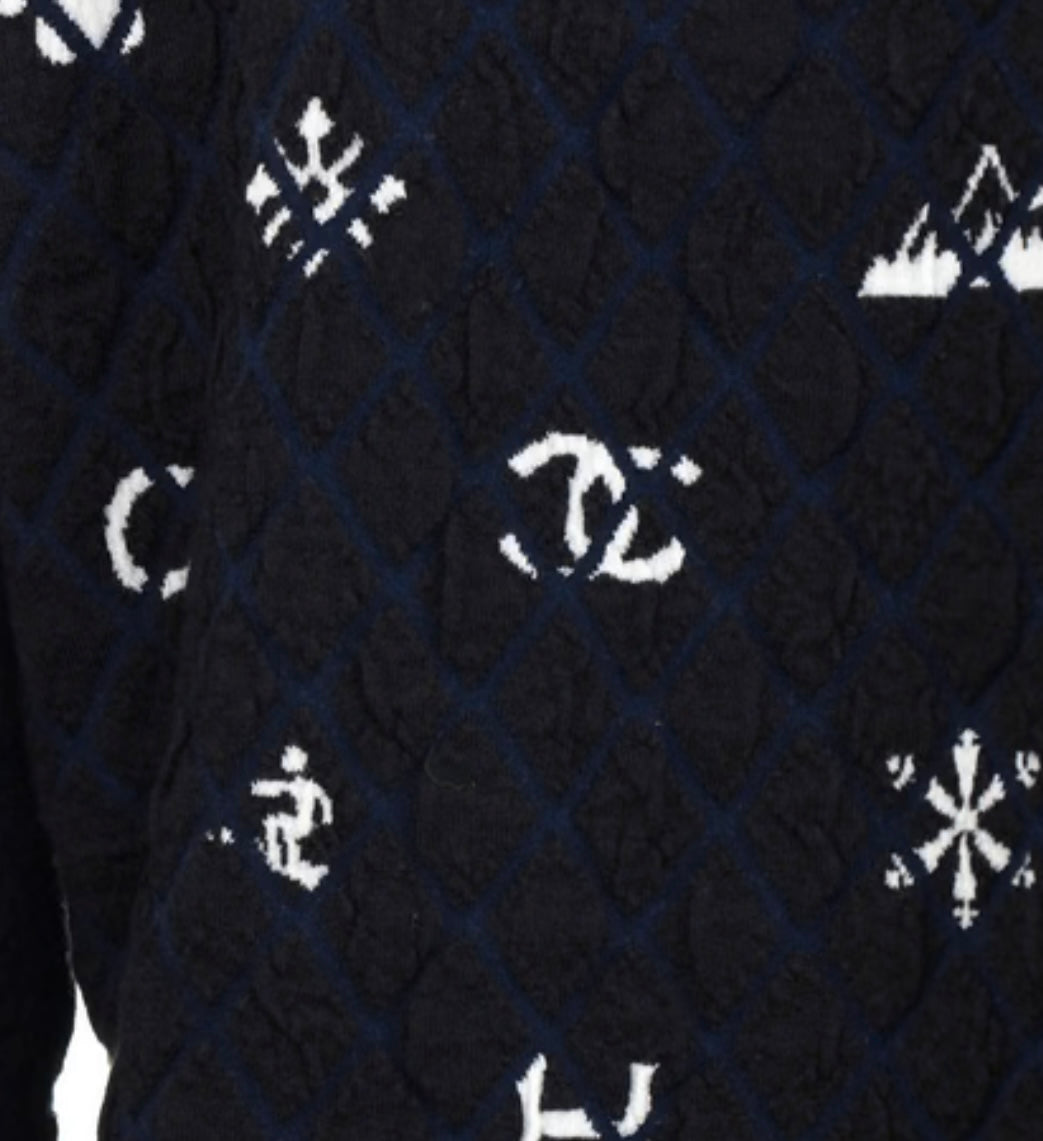 Black, Navy & White Coco Neige Cashmere Logo Sweater