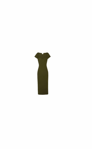 Olive Ribbed Midi Allegra Dress