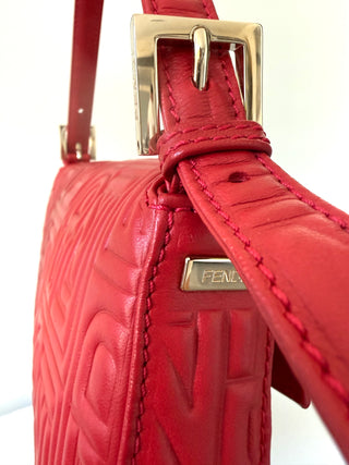 FENDI Red Vintage Monogrammed Mama  Baguette