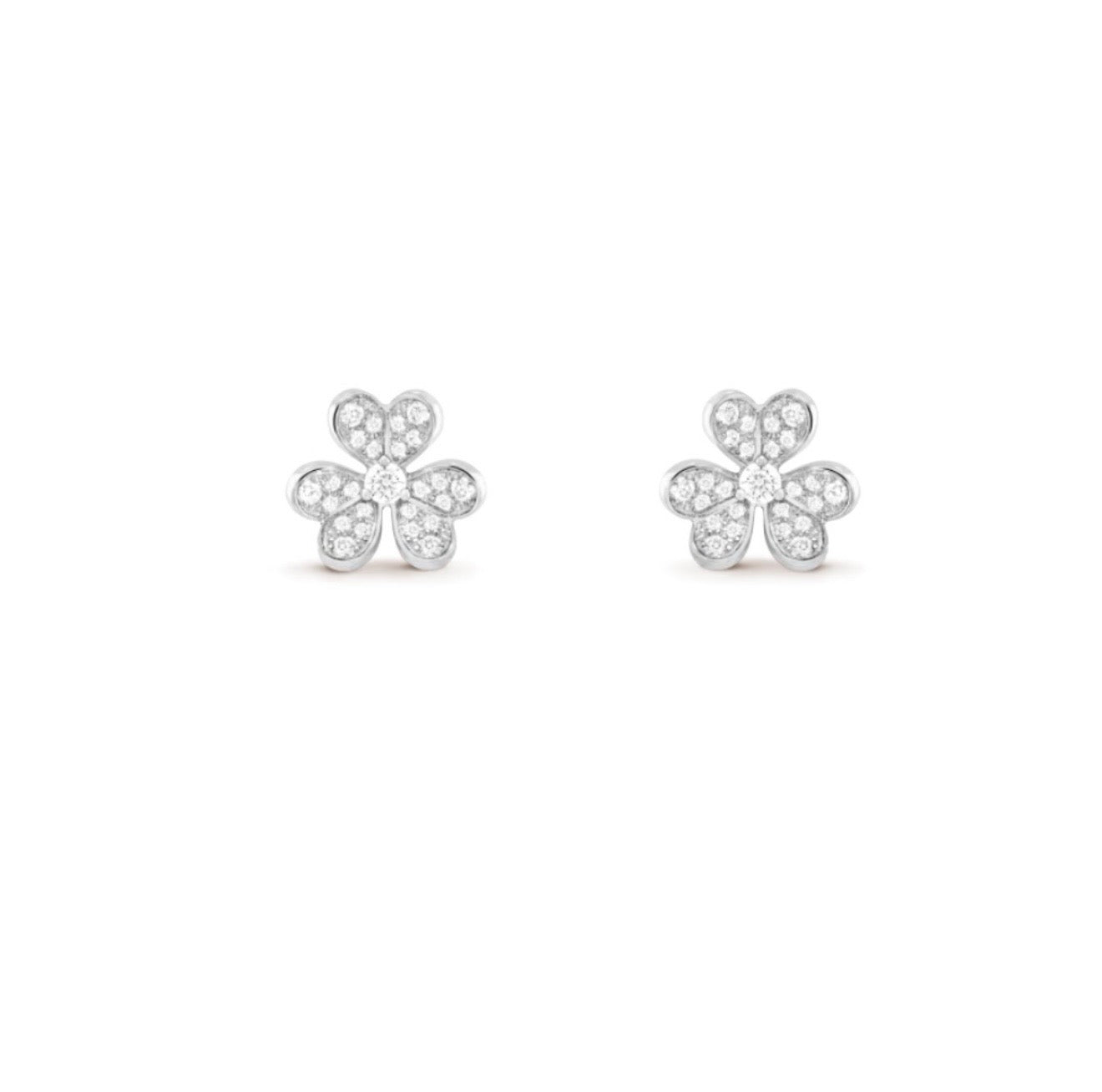 Van Cleef & Arpels White Gold 18k Diamond Frivole Mini Model Earrings