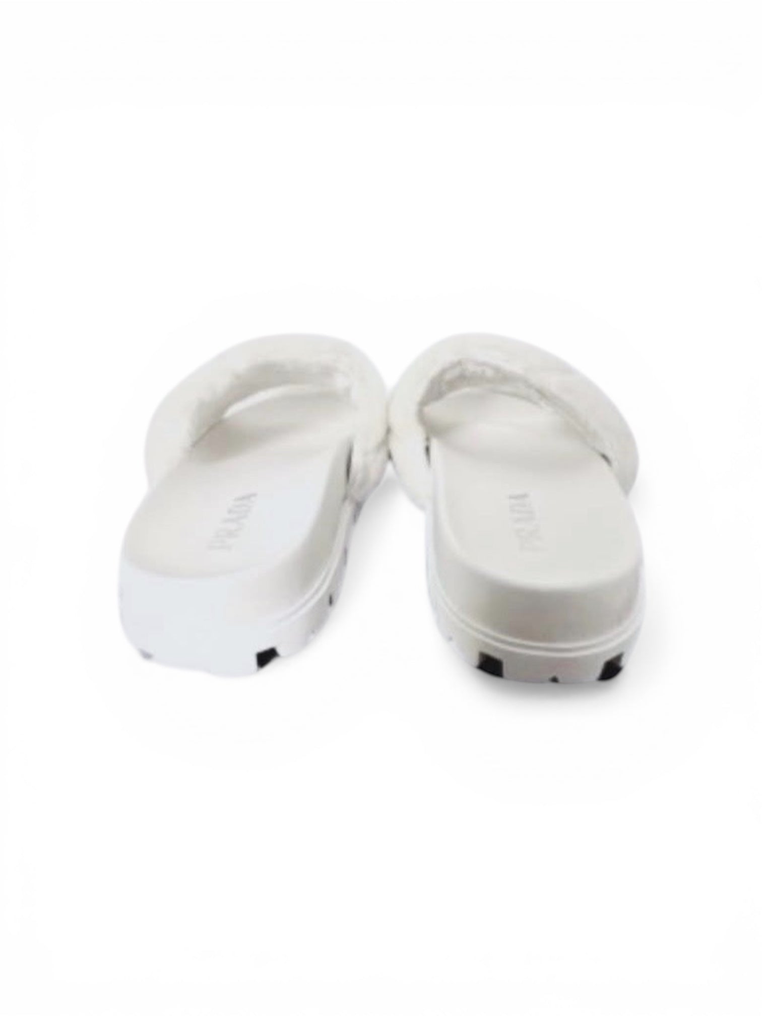 Prada White Fluffy Slides