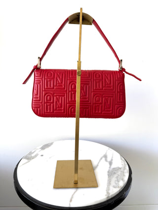 FENDI Red Vintage Monogrammed Mama  Baguette
