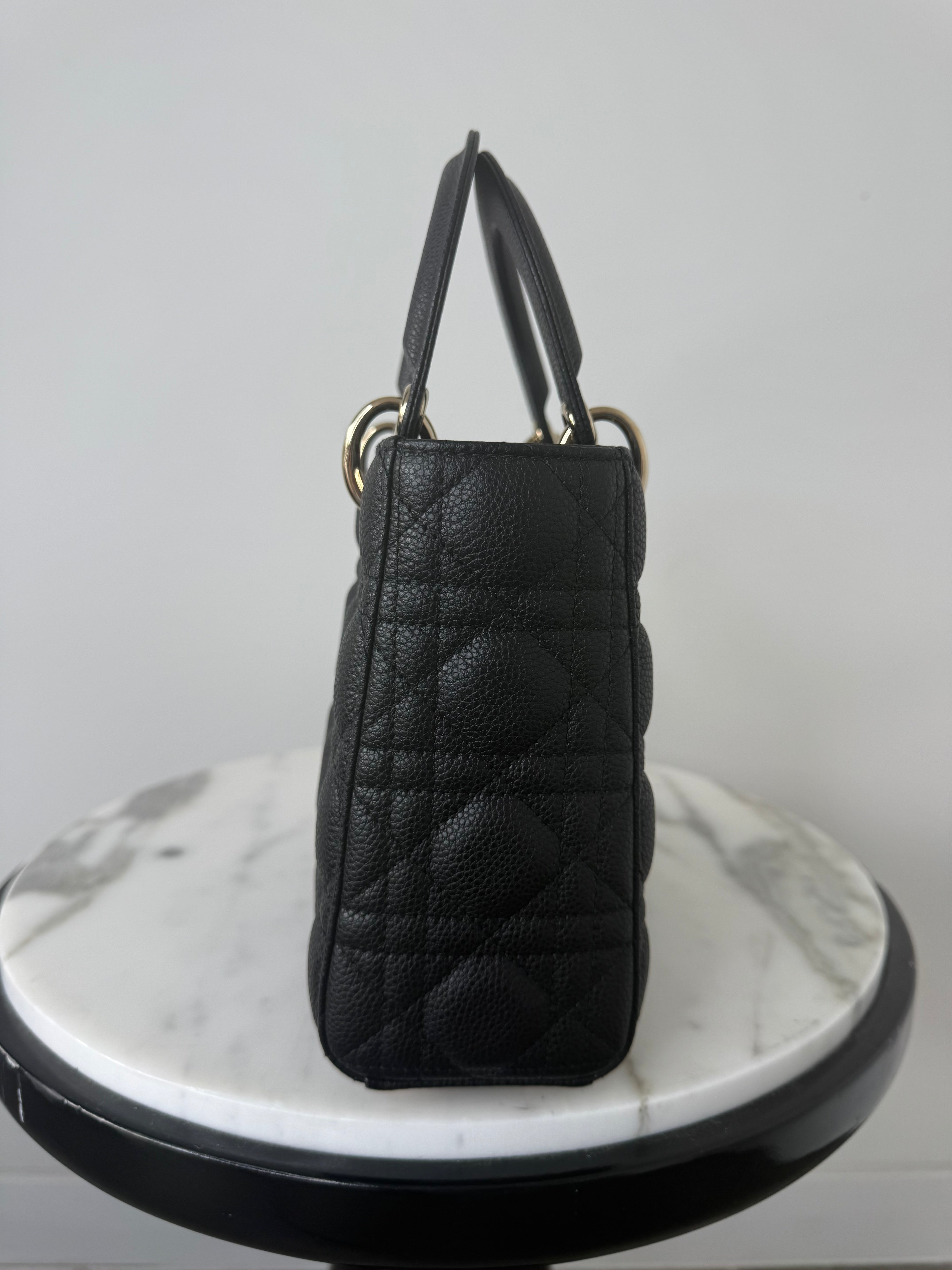 Dior Black Small Cannage Grained Calfskin Lady Dior Bag EXCELLENT CONDITION