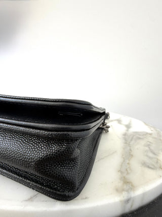 Chanel Black Caviar Boy Wallet On Chain w Ruthenium Hardware