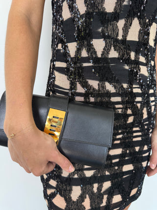 Hermes Black Medor 23 Box Calf Clutch