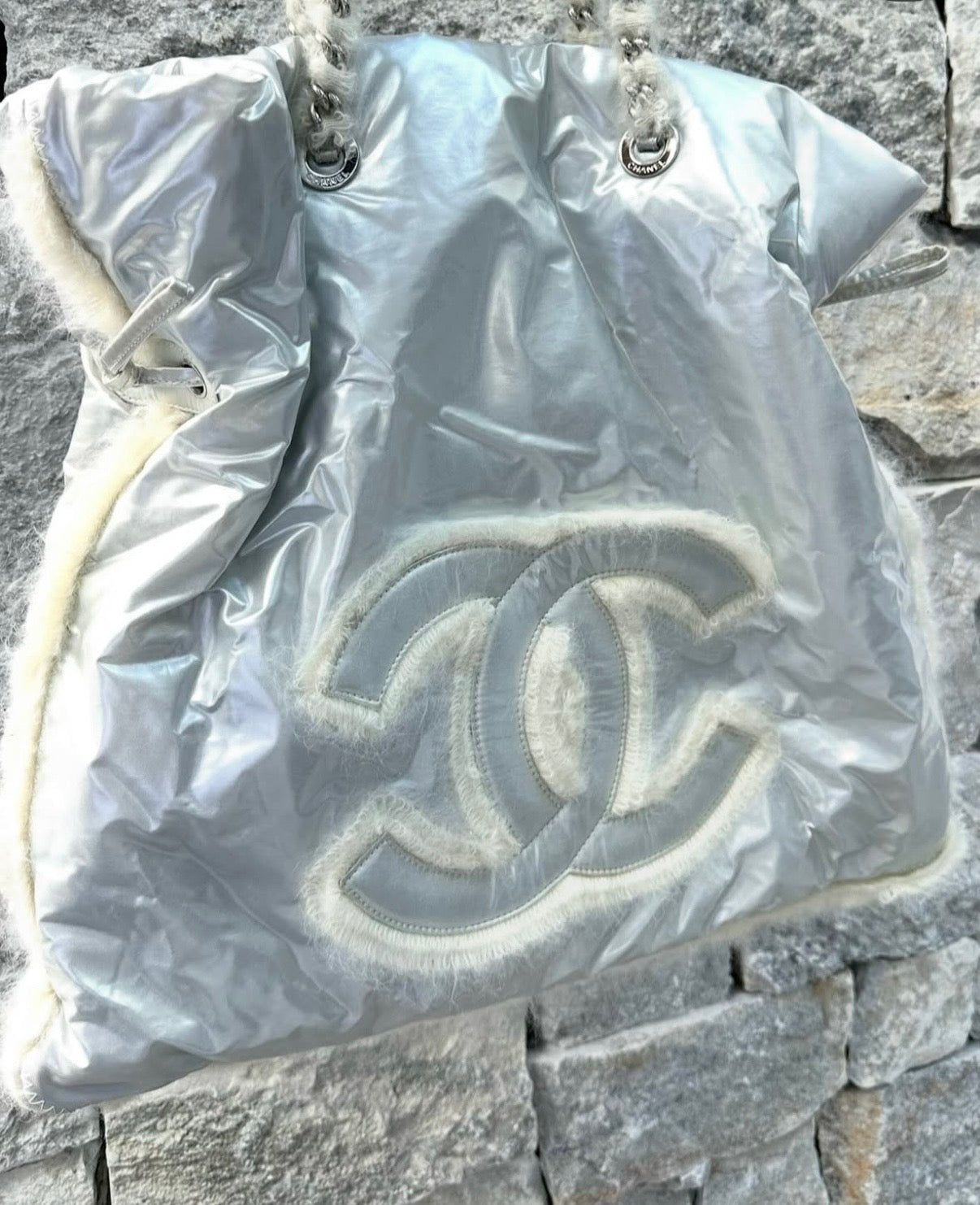 Chanel Silver Polar Vinyl Tote