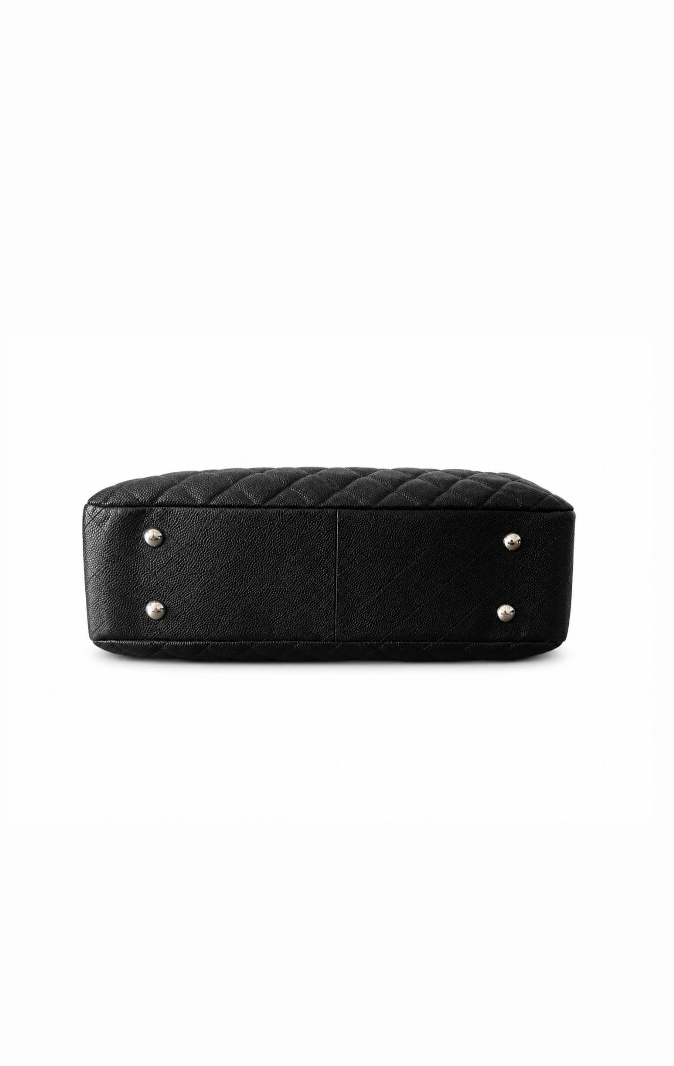 Black Quilted Caviar Paris-Edinburgh Large Flap Tote Silver Hardware