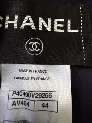 Chanel Navy Blue Wool & Silk Tweed Jacket Size 44