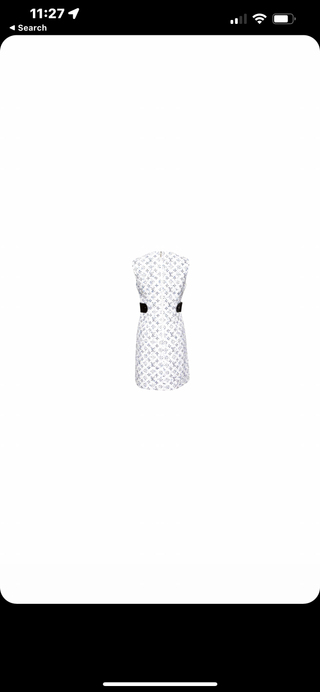White Monogram Tweed & Leather Trim Sheath Dress