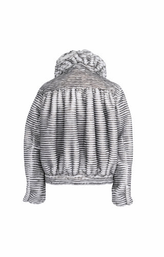 Black & White Faux Fur Striped Zebra Coat Excellent Condition