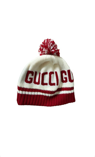 Gucci Kids Cream & Red Beanie Size M