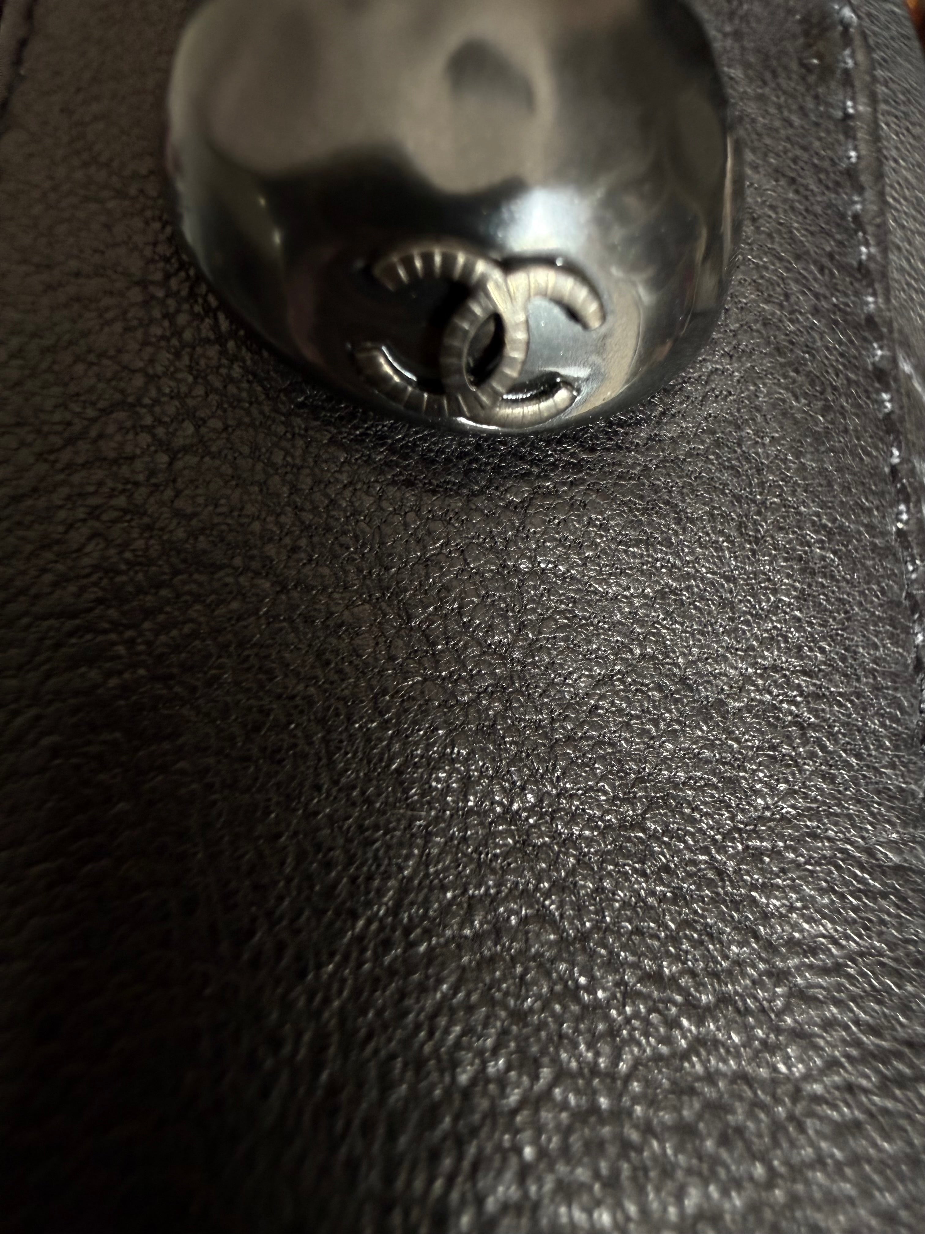 Chanel Black Leather Asymmetrical Cropped Jacket