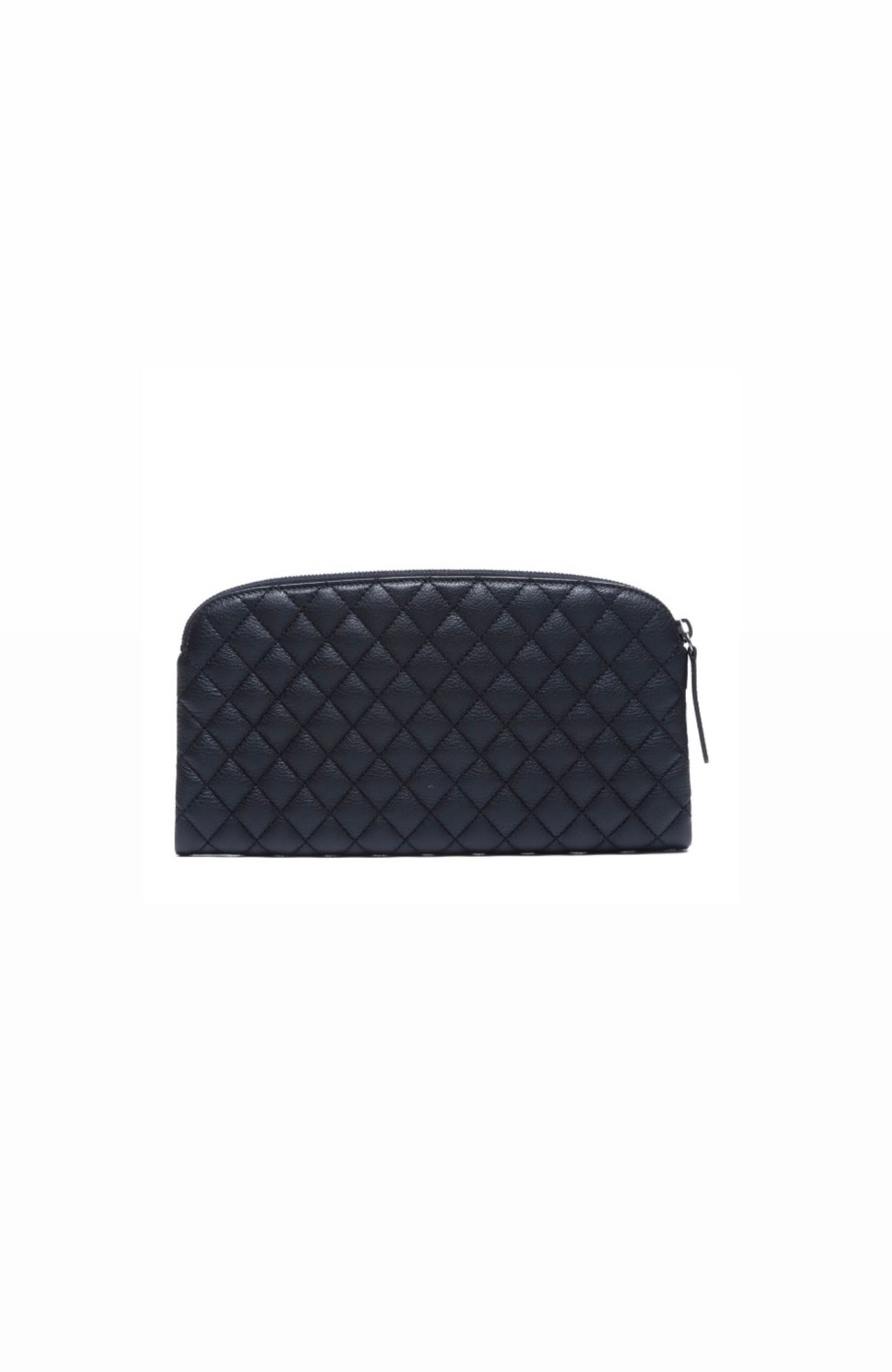 Black Quilted Caviar Curvy Clutch