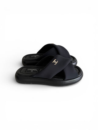 Chanel Cross Slides Like New Condition Size 39