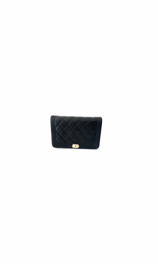 Black Boy WOC Quilted Caviar Leather w Gold Hardware